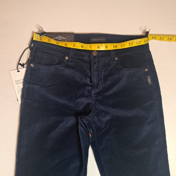 New Silver Aiko Skinny Mid Rise‎ Velvet The Perfect Jean Pants Womens Size 27x29 - Picture 10 of 13